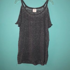 Grey cold shoulder shirt